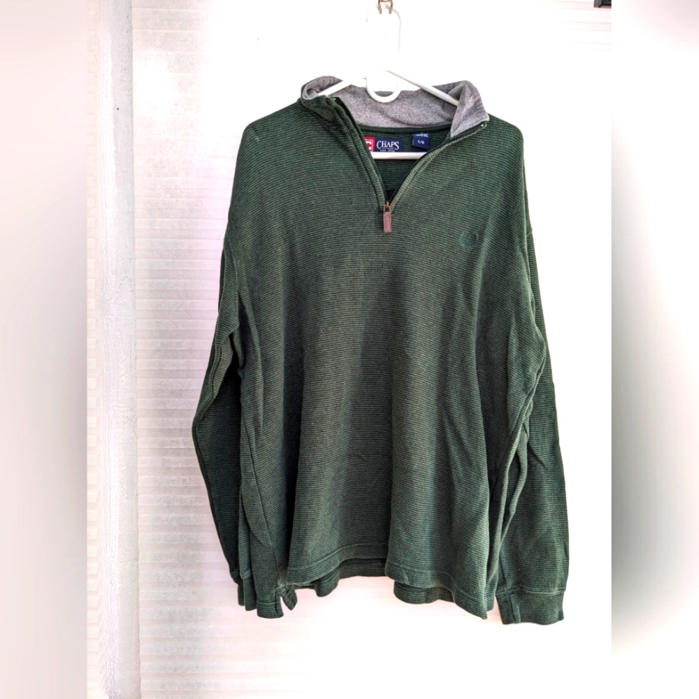Chaps Green Quarter Zip Sweater Large